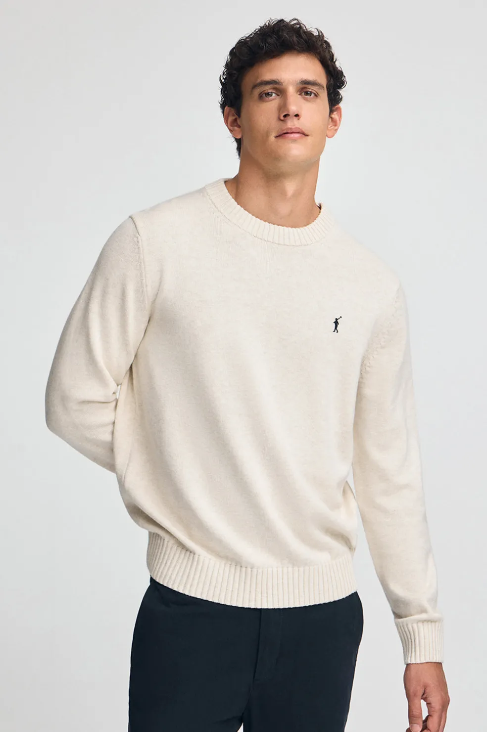 Jersey color crudo vigoré de mezcla de lana y bordado Rigby Go