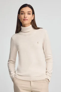 Jersey color crudo vigoré de mezcla lana con cuello vuelto y bordado Rigby Go
