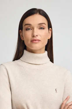 Jersey color crudo vigoré de mezcla lana con cuello vuelto y bordado Rigby Go