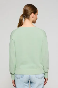 Jersey color menta de punto con cuello de pico y logo bordado Rigby Go