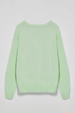 Jersey color menta de punto con cuello de pico y logo bordado Rigby Go