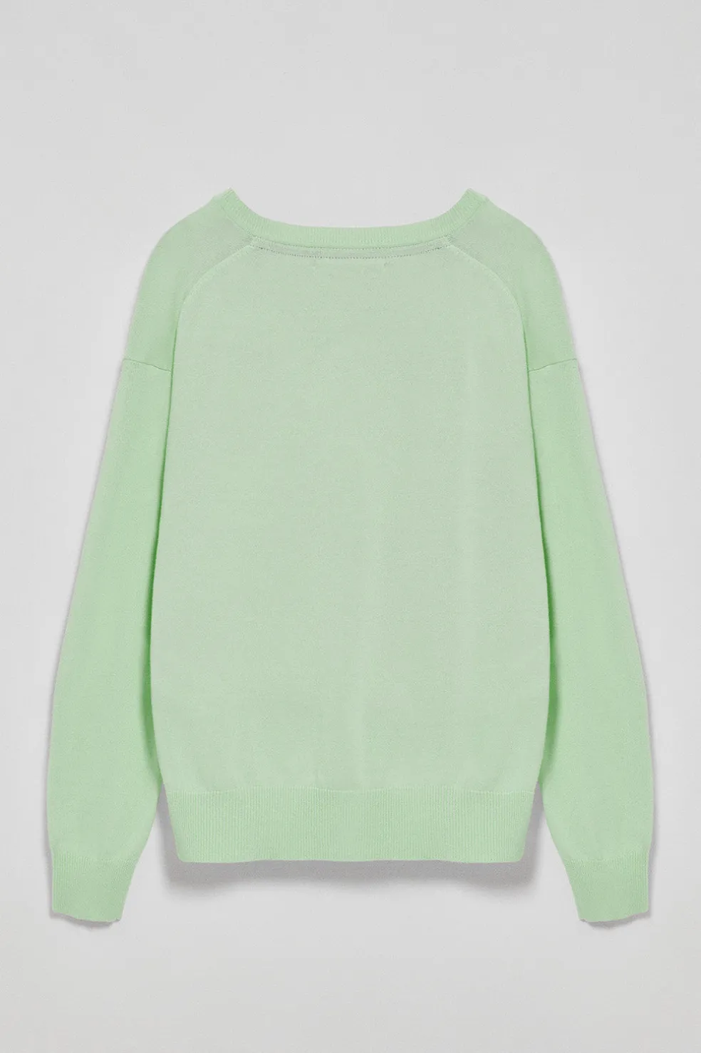 Jersey color menta de punto con cuello de pico y logo bordado Rigby Go