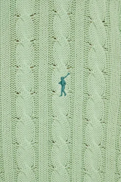 Jersey color menta trenzado de cuello redondo y bordado Rigby Go