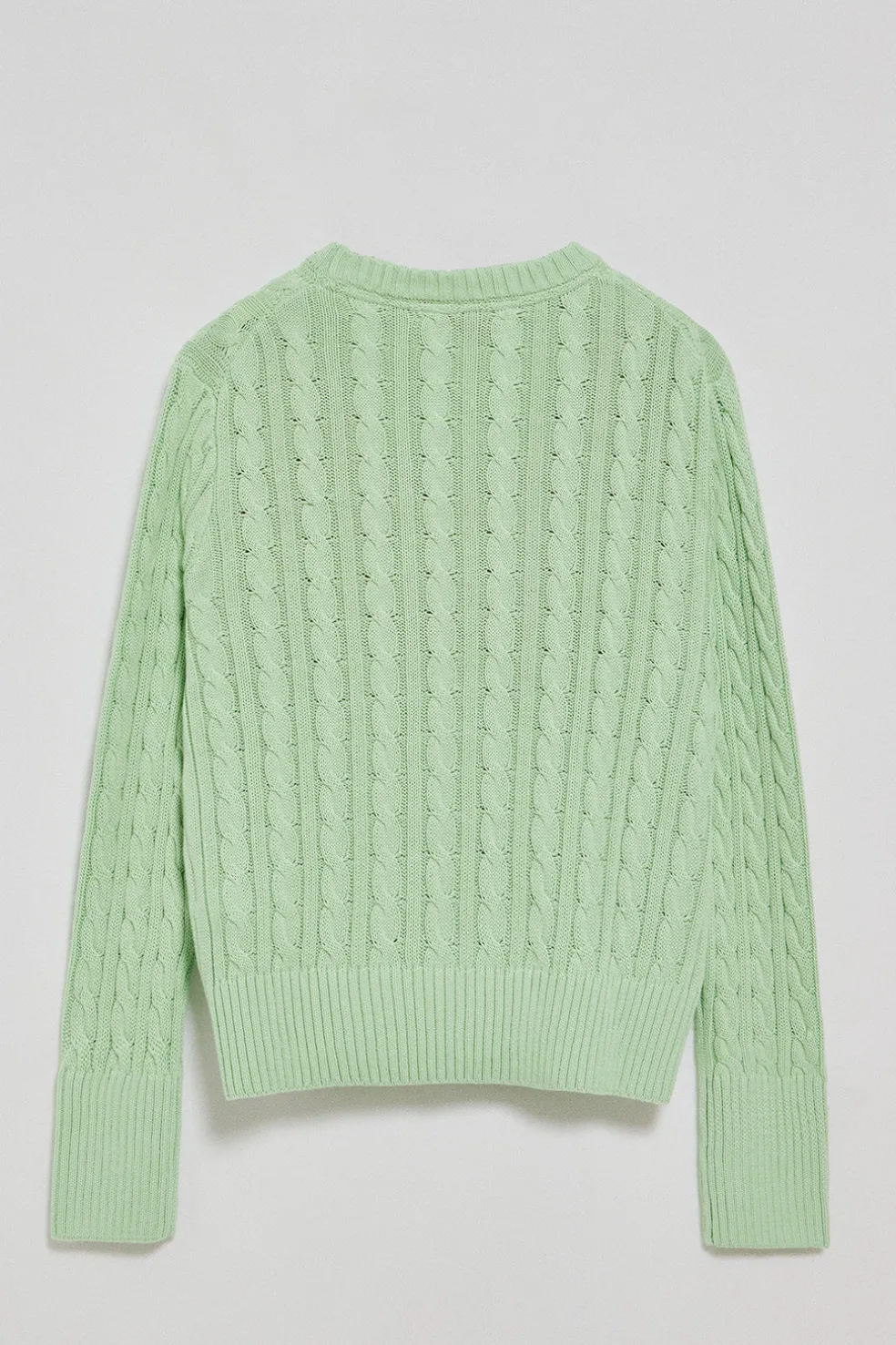 Jersey color menta trenzado de cuello redondo y bordado Rigby Go