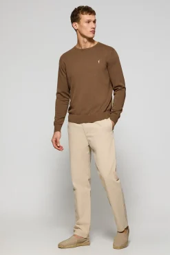 Jersey color moca de punto con cuello redondo y bordado Rigby Go