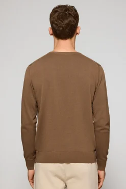 Jersey color moca de punto con cuello redondo y bordado Rigby Go