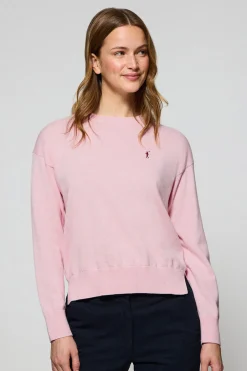 Jersey de punto color rosa vigoré con cuello redondo y logo bordado Rigby Go