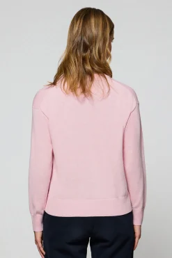 Jersey de punto color rosa vigoré con cuello redondo y logo bordado Rigby Go