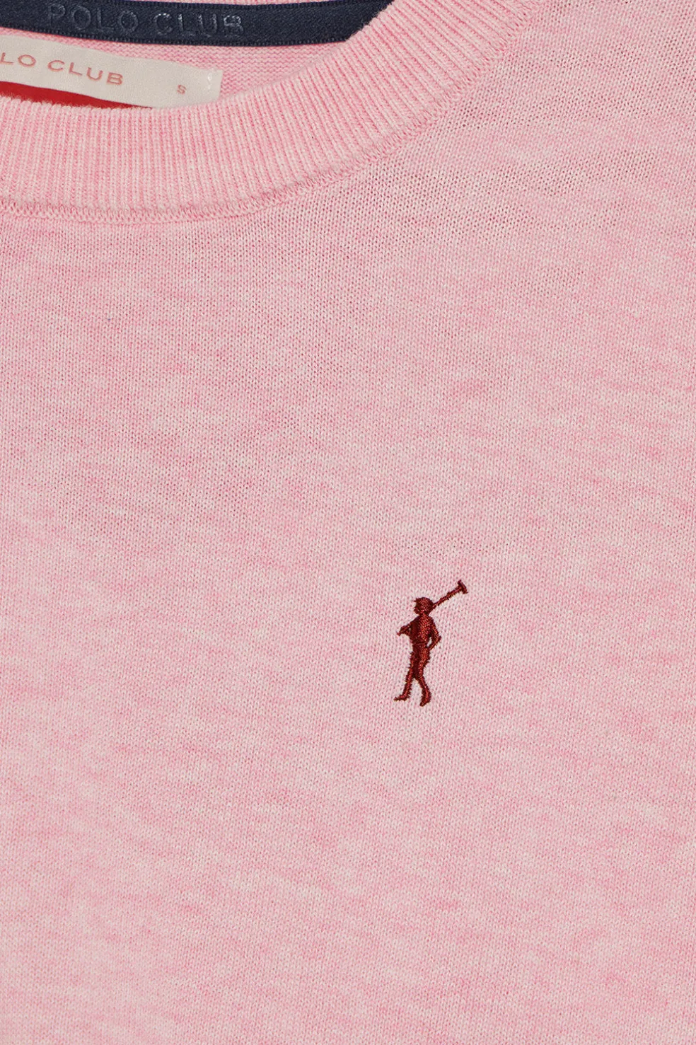 Jersey de punto color rosa vigoré con cuello redondo y logo bordado Rigby Go