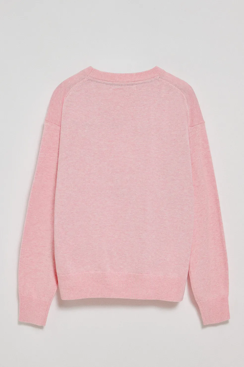 Jersey de punto color rosa vigoré con cuello redondo y logo bordado Rigby Go