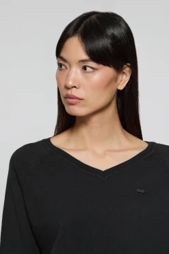 Jersey de punto Katniss negro con detalle de botón nacarado Polo Club