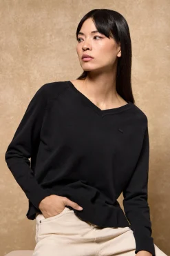 Jersey de punto Katniss negro con detalle de botón nacarado Polo Club