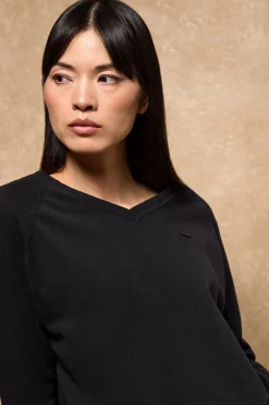 Jersey de punto Katniss negro con detalle de botón nacarado Polo Club