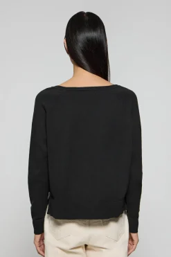 Jersey de punto Katniss negro con detalle de botón nacarado Polo Club