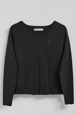 Jersey de punto Katniss negro con detalle de botón nacarado Polo Club