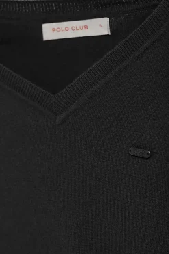 Jersey de punto Katniss negro con detalle de botón nacarado Polo Club