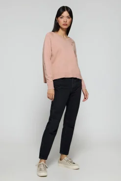 Jersey de punto Katniss rosa palo con detalle de botón nacarado Polo Club