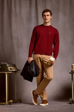 Jersey de punto Keith granate de cuello redondo y detalles Polo Club