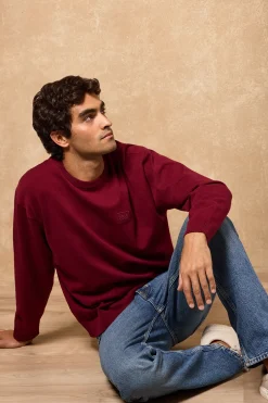 Jersey de punto Keith granate de cuello redondo y detalles Polo Club