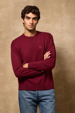 Jersey de punto Keith granate de cuello redondo y detalles Polo Club