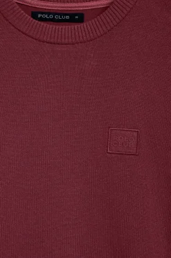 Jersey de punto Keith granate de cuello redondo y detalles Polo Club