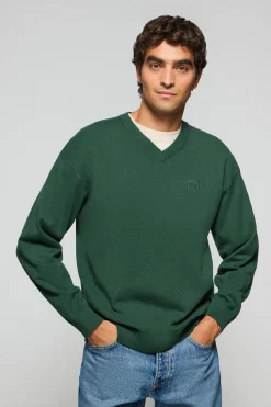 Jersey de punto Kendrick verde de cuello pico y detalles Polo Club