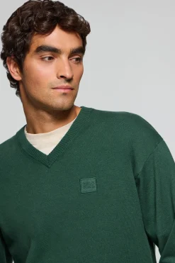 Jersey de punto Kendrick verde de cuello pico y detalles Polo Club