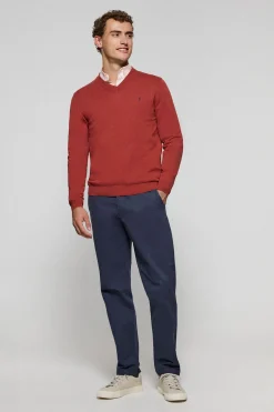Jersey de punto rojo con cuello de pico y bordado Rigby Go