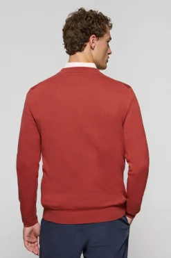 Jersey de punto rojo con cuello de pico y bordado Rigby Go