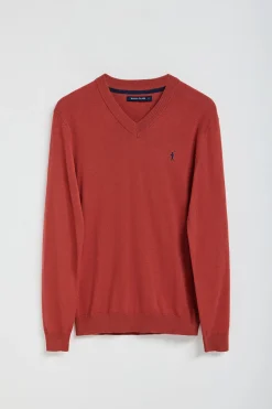 Jersey de punto rojo con cuello de pico y bordado Rigby Go