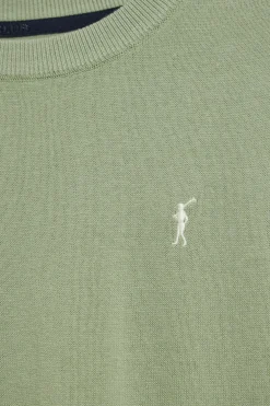 Jersey de punto verde jade con cuello redondo y logo bordado Rigby Go