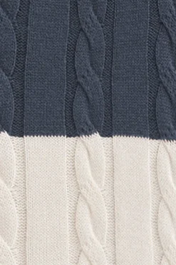 Jersey de rayas azul denim y color crudo de punto trenzado y parche Polo Club
