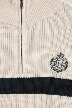 Jersey de rayas color crudo y azul marino con parche naútico Polo Club