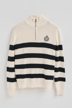 Jersey de rayas color crudo y azul marino con parche naútico Polo Club