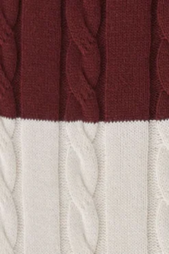 Jersey de rayas granate y color crudo de punto trenzado y parche Polo Club