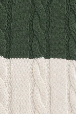 Jersey de rayas verde lodo y color crudo de punto trenzado y parche Polo Club