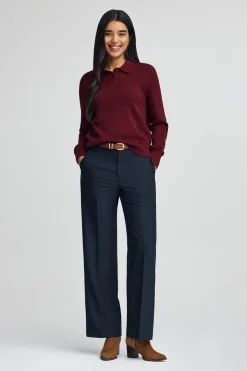 Jersey granate con cuello polo en mezcla de lana y botón nacarado Polo Club