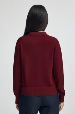 Jersey granate con cuello polo en mezcla de lana y botón nacarado Polo Club