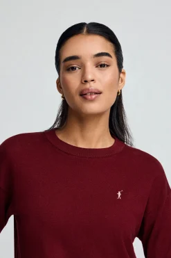 Jersey granate de cuello redondo con mezcla de lana y bordado Rigby Go