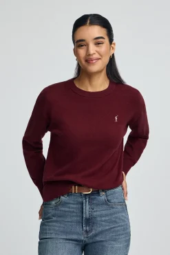 Jersey granate de cuello redondo con mezcla de lana y bordado Rigby Go