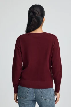 Jersey granate de cuello redondo con mezcla de lana y bordado Rigby Go