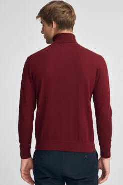 Jersey granate de cuello vuelto y mezcla de lana con bordado Rigby Go