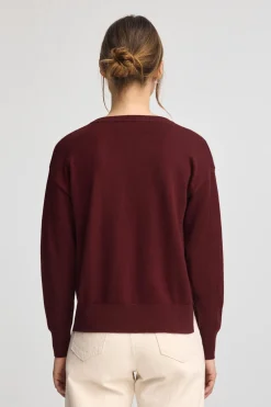 Jersey granate de cuello pico con mezcla de lana y bordado Rigby Go