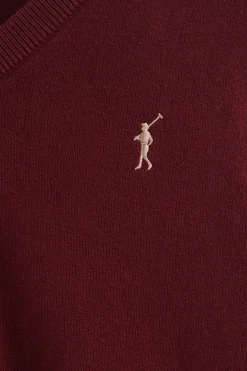 Jersey granate de cuello pico con mezcla de lana y bordado Rigby Go