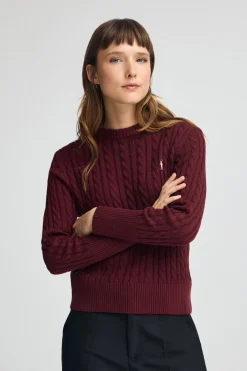 Jersey granate de cuello redondo en mezcla de lana con bordado Rigby Go