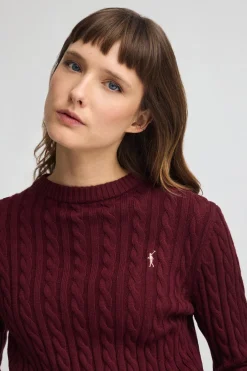 Jersey granate de cuello redondo en mezcla de lana con bordado Rigby Go