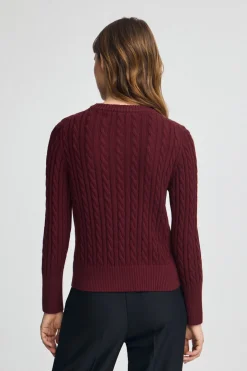 Jersey granate de cuello redondo en mezcla de lana con bordado Rigby Go
