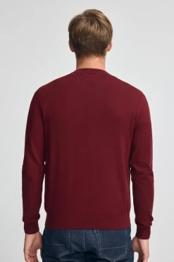 Jersey granate de cuello pico y mezcla lana con bordado Rigby Go