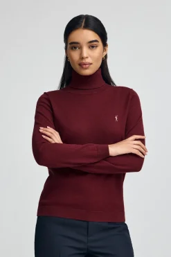 Jersey granate de cuello vuelto en mezcla de lana con bordado Rigby Go