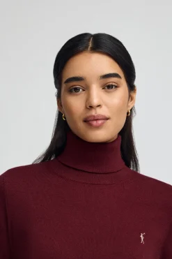 Jersey granate de cuello vuelto en mezcla de lana con bordado Rigby Go